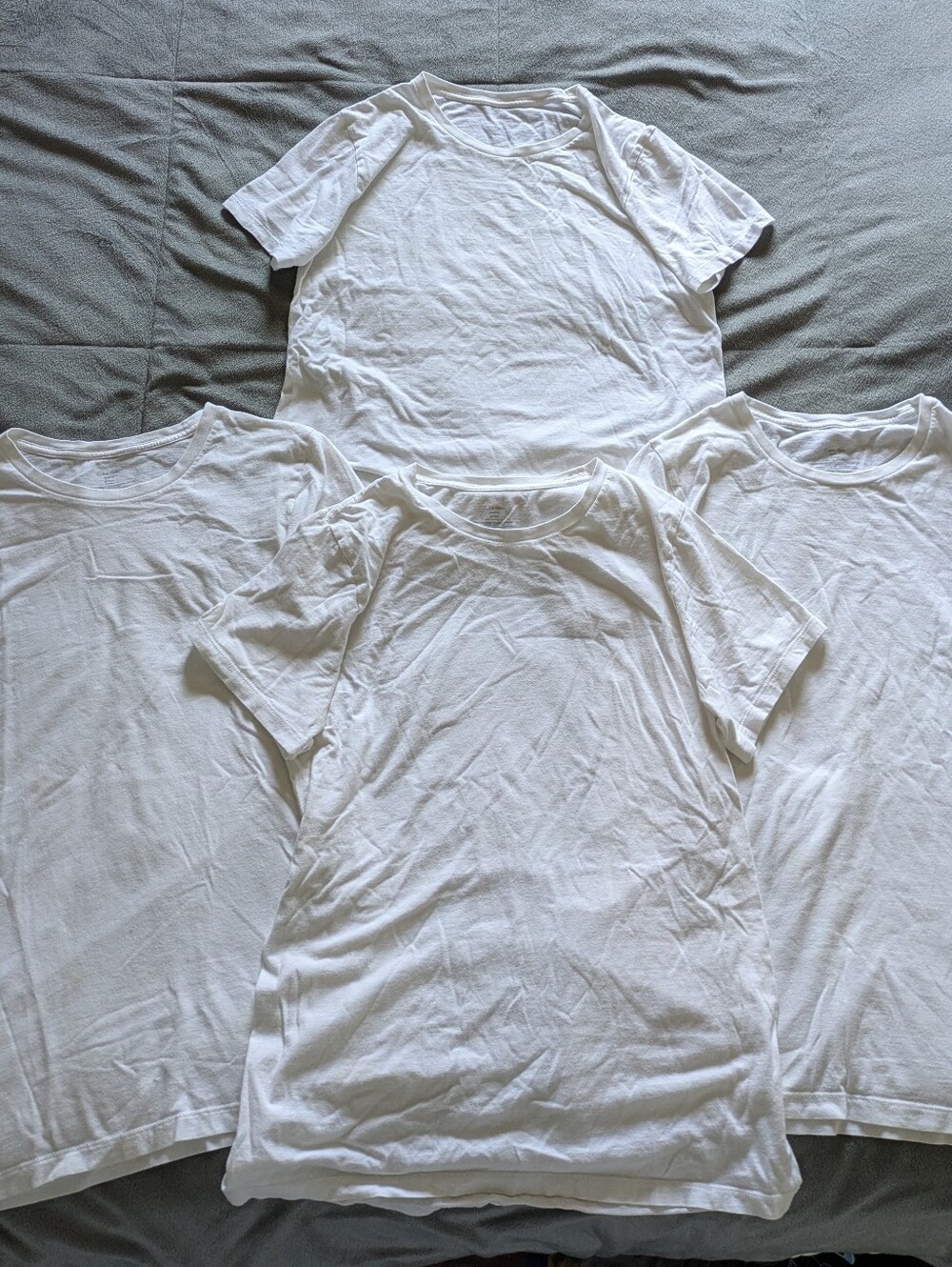 Four Cotton On White Crew Neck Short Sleeve T-Shirt.